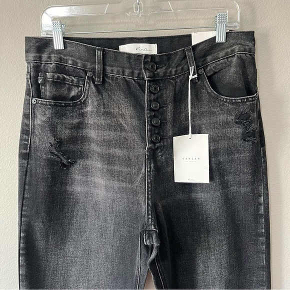 KanCan Size 11/29 Lynne Ultra High Rise Straight Leg Jeans Distressed Black NEW - Picture 7 of 14